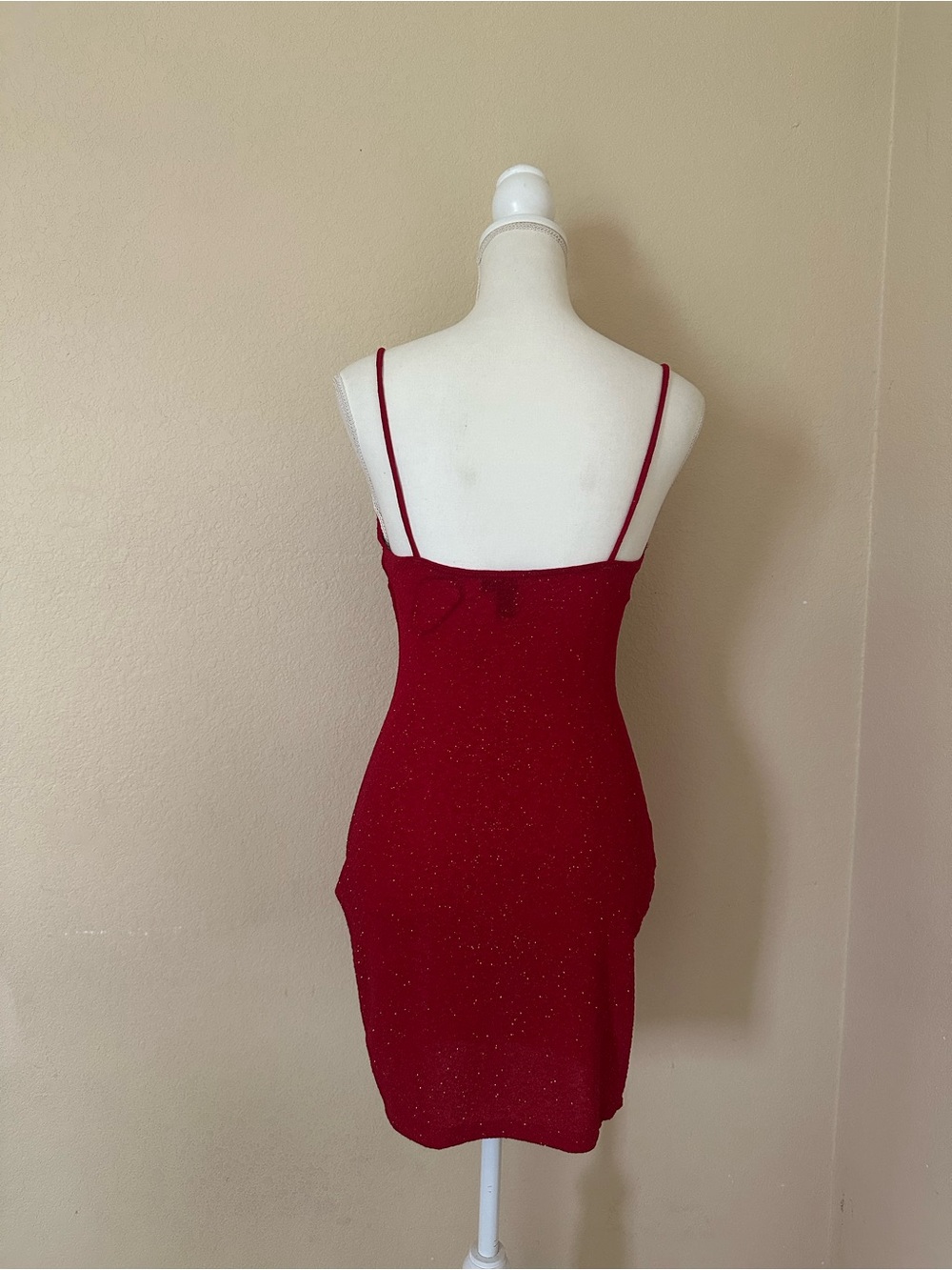 Red Sparkle Mini Dress Bodycon Glitter M Party Cocktail Night Out Evening Club - Picture 6 of 11